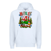 White merry christmas car Premium Hoodie - CowhideDigitalArt