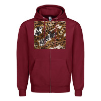 Burgundy leopard and cowhides Zipper Hoodie - BarkalooDesign