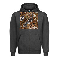 Charcoal Heather leopard and cowhides Zipper Hoodie - BarkalooDesign