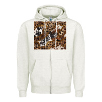 Oatmeal Heather leopard and cowhides Zipper Hoodie - BarkalooDesign