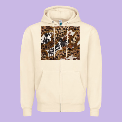 Leopard And Cowhides Zipper Hoodie Designed By Barkaloodesign