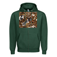 Sports Green leopard and cowhides Zipper Hoodie - BarkalooDesign