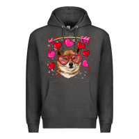 Charcoal Heather valentine's shiba inu Premium Hoodie - RanaPortraitStore