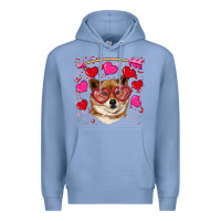 Colony Blue valentine's shiba inu Premium Hoodie - RanaPortraitStore