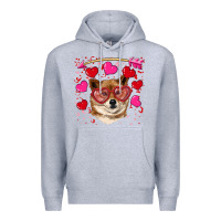 Heather Grey valentine's shiba inu Premium Hoodie - RanaPortraitStore