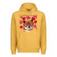 Mustard valentine's shiba inu Premium Hoodie - RanaPortraitStore