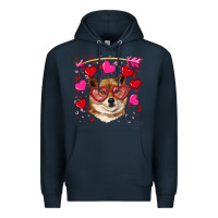 Navy valentine's shiba inu Premium Hoodie - RanaPortraitStore