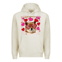 Oatmeal Heather valentine's shiba inu Premium Hoodie - RanaPortraitStore