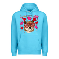 Ocean Blue valentine's shiba inu Premium Hoodie - RanaPortraitStore