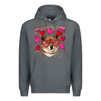 Rock valentine's shiba inu Premium Hoodie - RanaPortraitStore