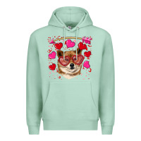 Seafoam valentine's shiba inu Premium Hoodie - RanaPortraitStore