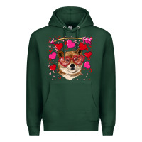 Sports Green valentine's shiba inu Premium Hoodie - RanaPortraitStore