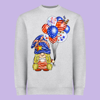 Patriotic Gnome Balloon Heavyweight Sweatshirt Designed By Barkaloodesign