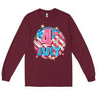 Burgundy 4th of July Long Sleeve Tee - FaDigitalArtStudio