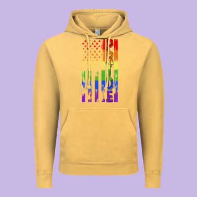 Lgbtq Pride American Flag Vintage Hoodie Designed By Fadigitalartstudio