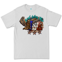 Dove Grey God bless the USA Eagle 4th of july Premium Tee - HowdyJamesFarm