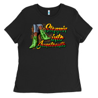 Black steppin into juneteenth heels Ladies Tee - CowGirlArtShop
