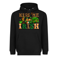Black kiss me i am irish  with lips and shamrocks Heavyweight Hoodie - AdoDesignShop