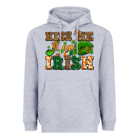 Heather Grey kiss me i am irish  with lips and shamrocks Heavyweight Hoodie - AdoDesignShop