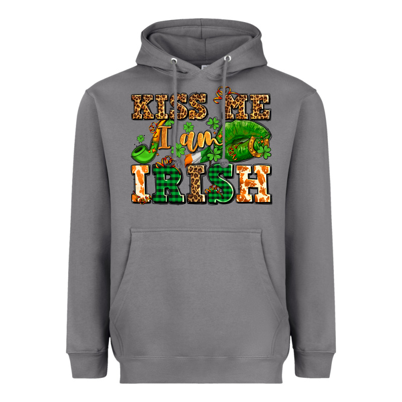 Kiss Me I Am Irish  With Lips And Shamrocks Heavyweight Hoodie by AdoDesignShop | Teevron