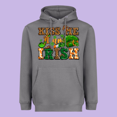 Kiss Me I Am Irish  With Lips And Shamrocks Heavyweight Hoodie Designed By Adodesignshop