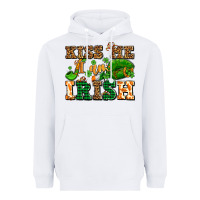 White kiss me i am irish  with lips and shamrocks Heavyweight Hoodie - AdoDesignShop