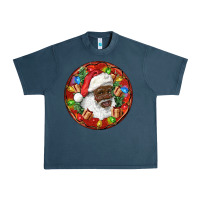 Midnight Navy Black Santa Christmas Urban Heavy Tee - RanaPortraitStore
