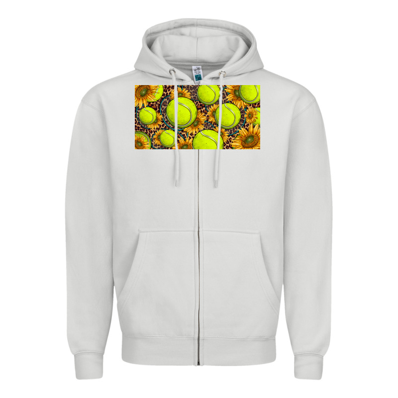 Tennis Ball With Sunflower And Racket  Licence Plato Zipper Hoodie by BarkalooDesign | Teevron