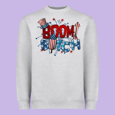Boom Bitch 4th Of July Heavyweight Sweatshirt Designed By Barkaloodesign