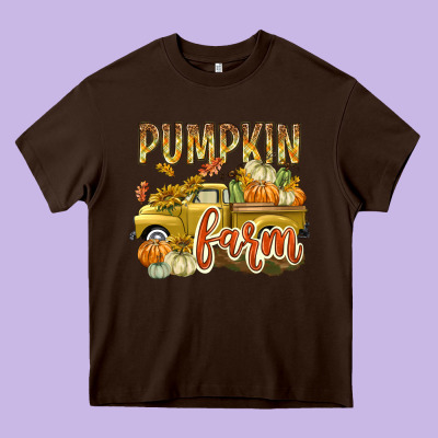Pumpkin Farm With Truck Heavy Core Tee Designed By Texasbilliewilder
