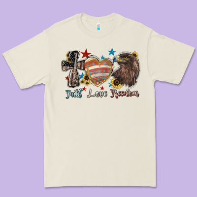 Faith Love Freedom 4th Of July Premium Tee Designed By Howdyjamesfarm