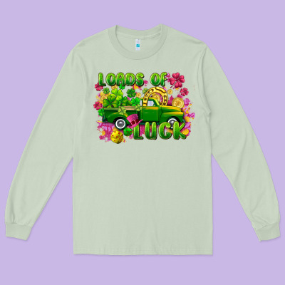 Loads Of Luck St. Patricks Day Long Sleeve Tee Designed By Fadigitalartstudio