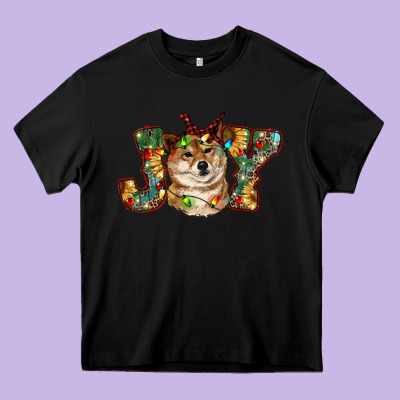 Shiba Inu Christmas Joy Heavy Core Tee Designed By Ranaportraitstore