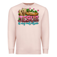 Pale Pink jesus is my valentine Premium Sweatshirt - AdoDesignShop