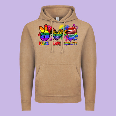 Peace Love Equality Vintage Hoodie Designed By Fadigitalartstudio