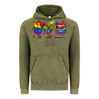 Vintage Olive Peace love equality Vintage Hoodie - FaDigitalArtStudio