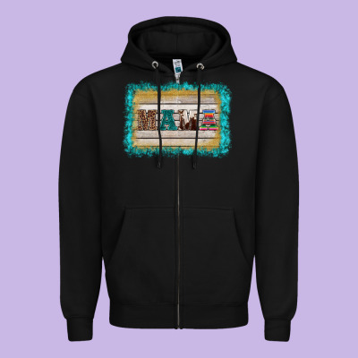 Western Turquoise's Mama Background Zipper Hoodie Designed By Barkaloodesign