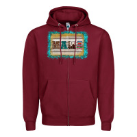 Burgundy western turquoise's mama background Zipper Hoodie - BarkalooDesign