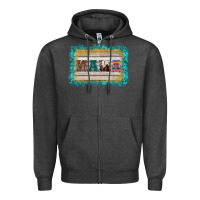 Charcoal Heather western turquoise's mama background Zipper Hoodie - BarkalooDesign