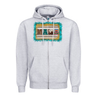 Heather Grey western turquoise's mama background Zipper Hoodie - BarkalooDesign