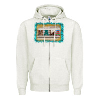 Oatmeal Heather western turquoise's mama background Zipper Hoodie - BarkalooDesign
