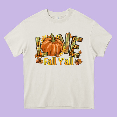 Love Fall Y'all Heavy Core Tee Designed By Texasbilliewilder
