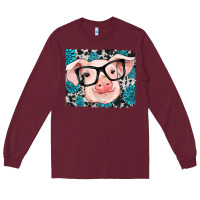Burgundy gemstone and cowhide pig Long Sleeve Tee - RanaPortraitStore