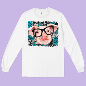 Gemstone And Cowhide Pig Long Sleeve Tee Designed By Ranaportraitstore