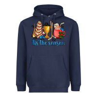 Navy tis the season hockey and Christmas Heavyweight Hoodie - AdoDesignShop