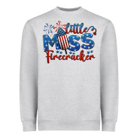 Heather Grey little miss firecracker 4th of july Heavyweight Sweatshirt - BarkalooDesign