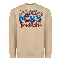 Little Miss Firecracker 4th Of July Heavyweight Sweatshirt | Teevron