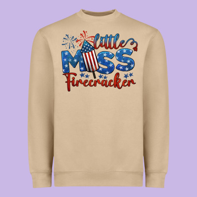 Little Miss Firecracker 4th Of July Heavyweight Sweatshirt Designed By Barkaloodesign