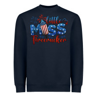 Navy little miss firecracker 4th of july Heavyweight Sweatshirt - BarkalooDesign
