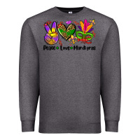 Charcoal Heather peace love  mardi gras Premium Sweatshirt - AdoDesignShop